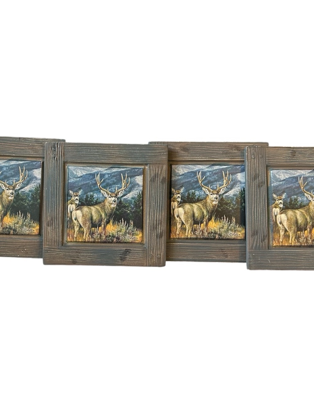 Set Of 4 Thirsty-Stone Ambiance Collection Framed Art Mule Deer